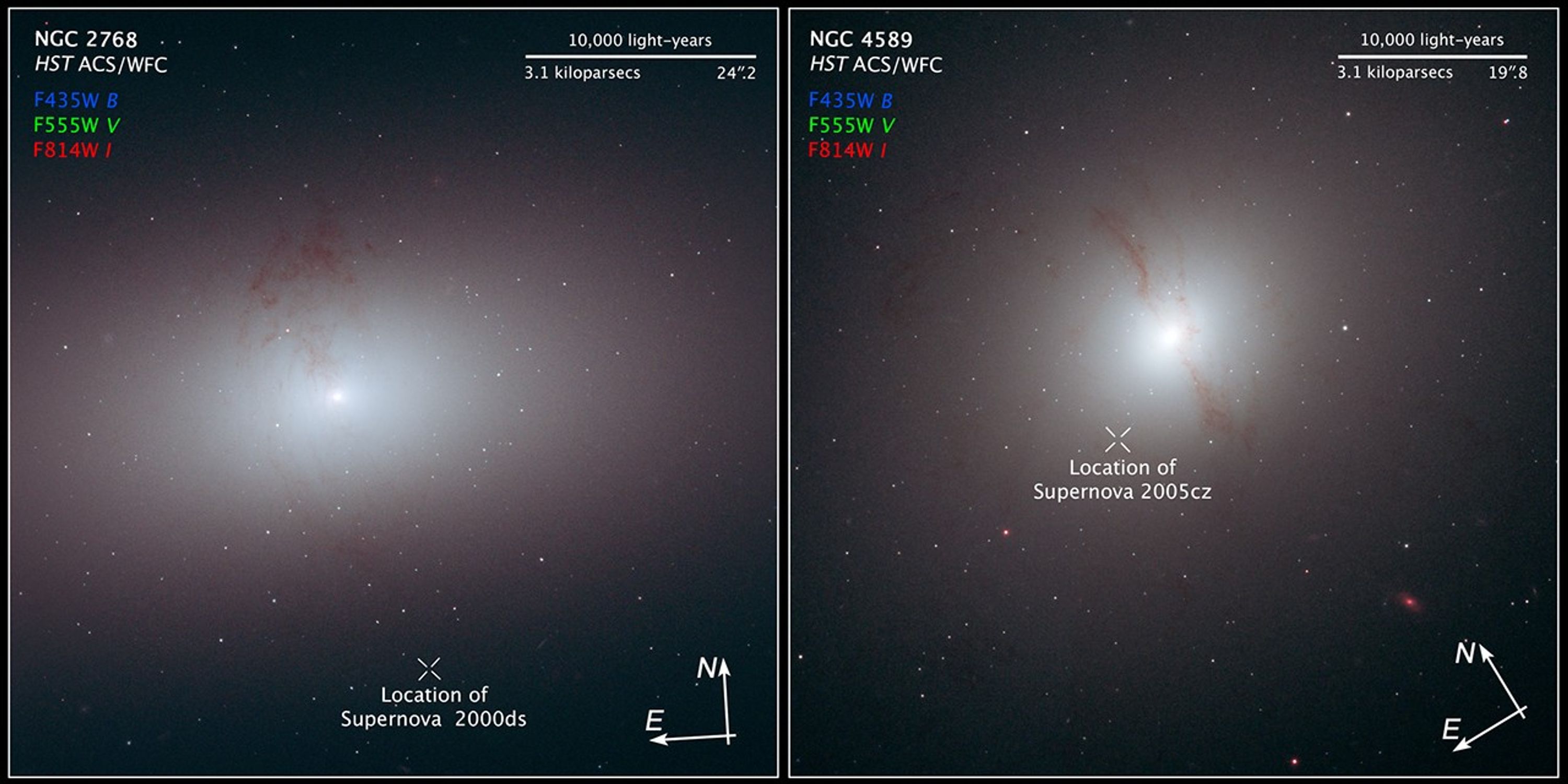 Compass and Scale Image of Galaxies NGC 2768 and NGC 4589