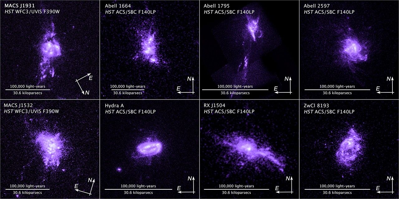 Compass and Scale Image of Cluster Galaxies