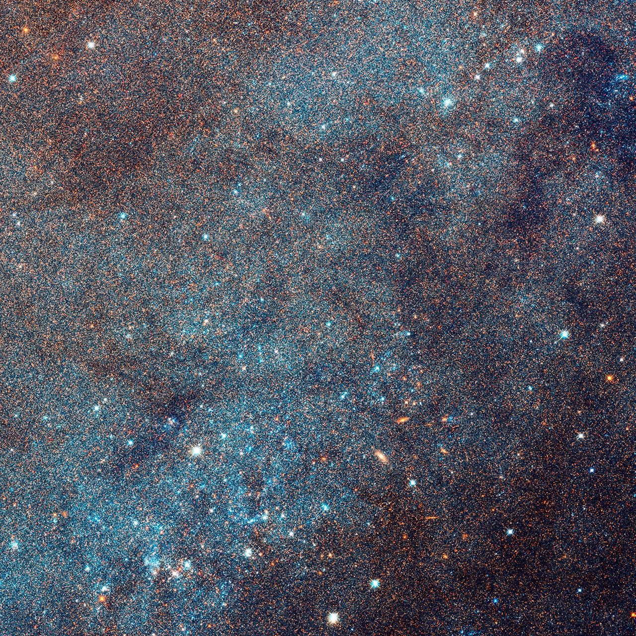 Closeup of Region of Andromeda Galaxy and Star Clusters