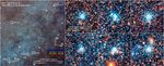 Compass and Scale Image for Portion of Andromeda Galaxy and Star Clusters