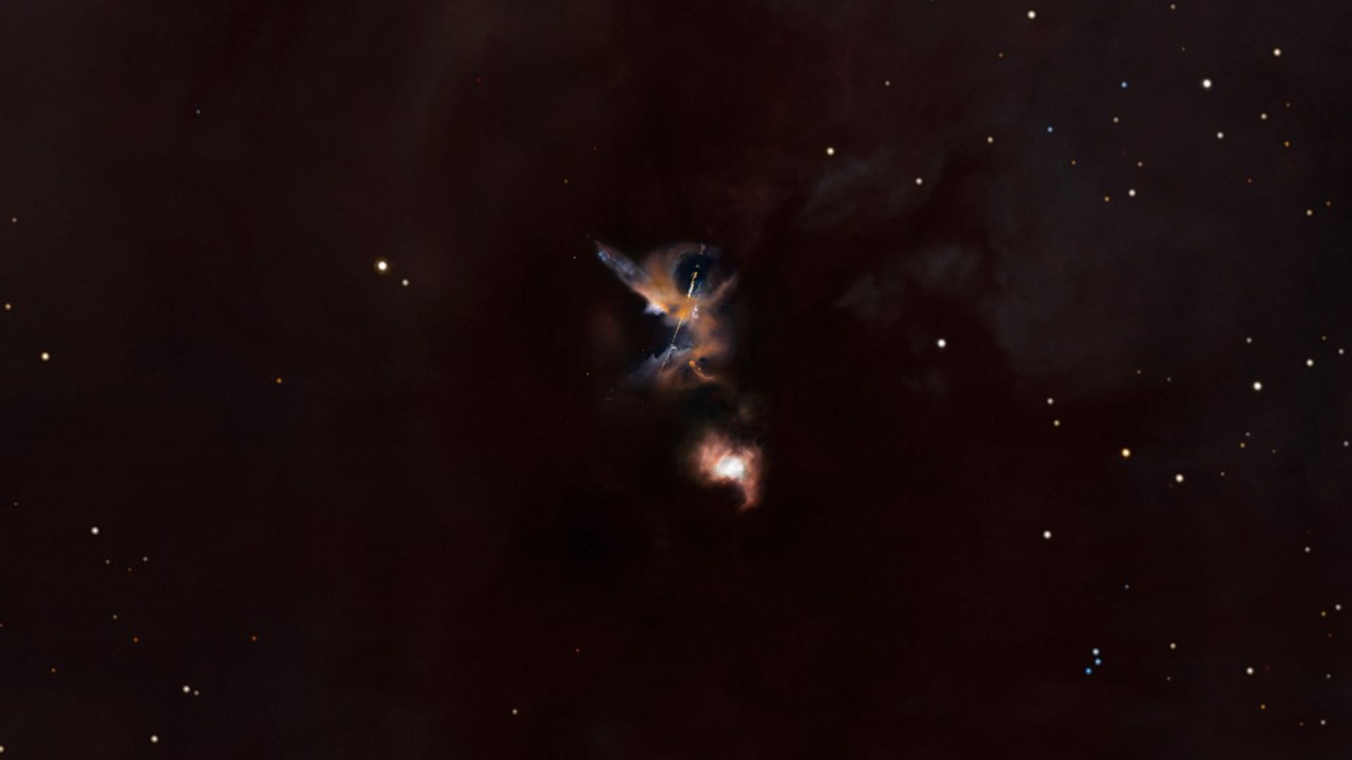 Celestial Lightsabers: The Stellar Jets of HH 24 (3-D Fly, Short Version)