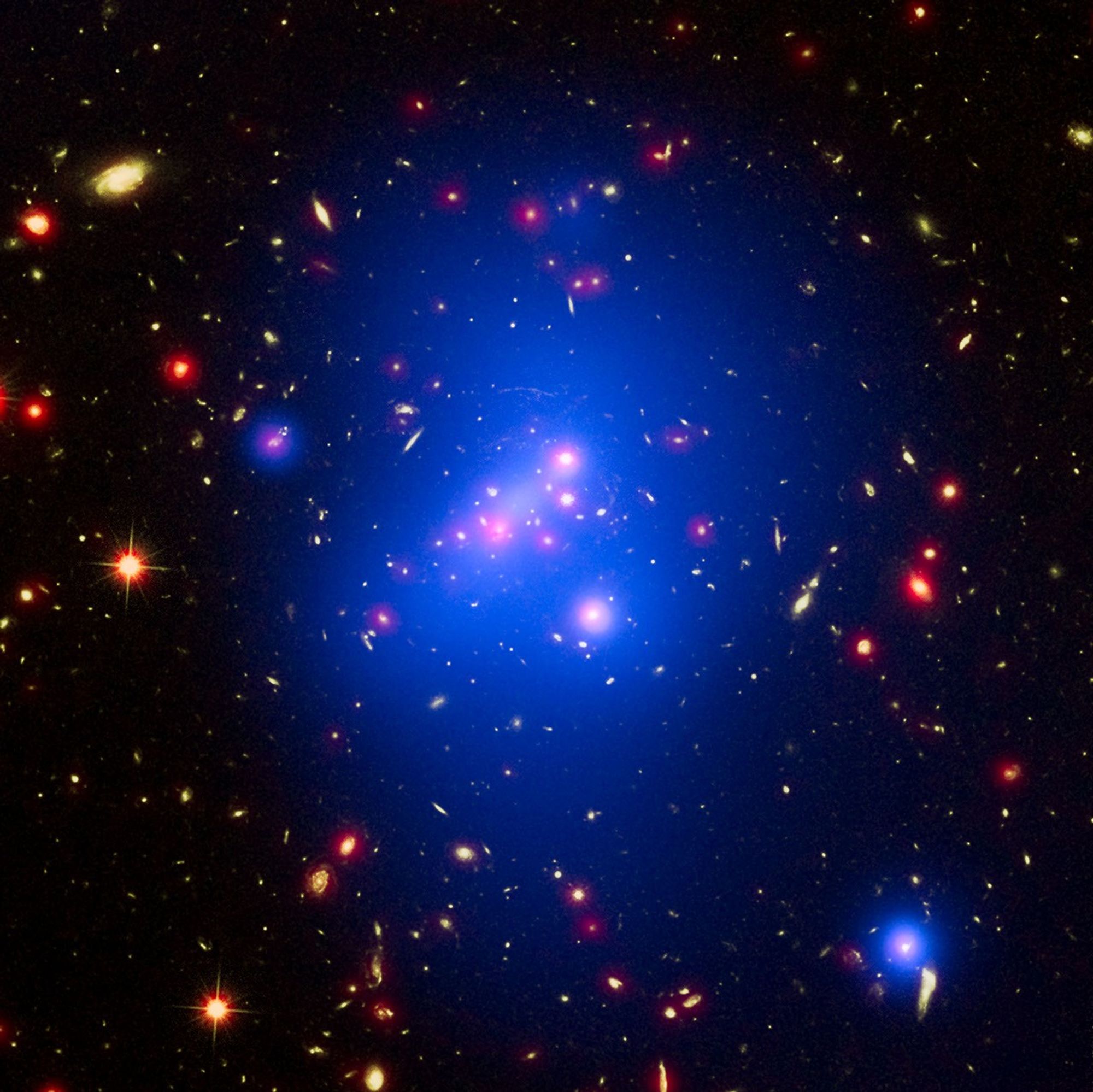Hubble, Chandra, Spitzer Composite of Massive Galaxy Cluster IDCS J1426.5+3508