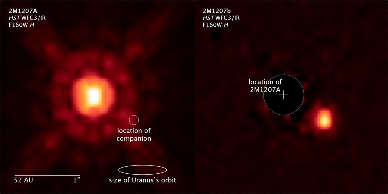 Compass and Scale Image of Exoplanet System 2M1207