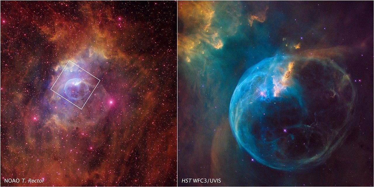 Ground-based Field of View and Location of the Bubble Nebula