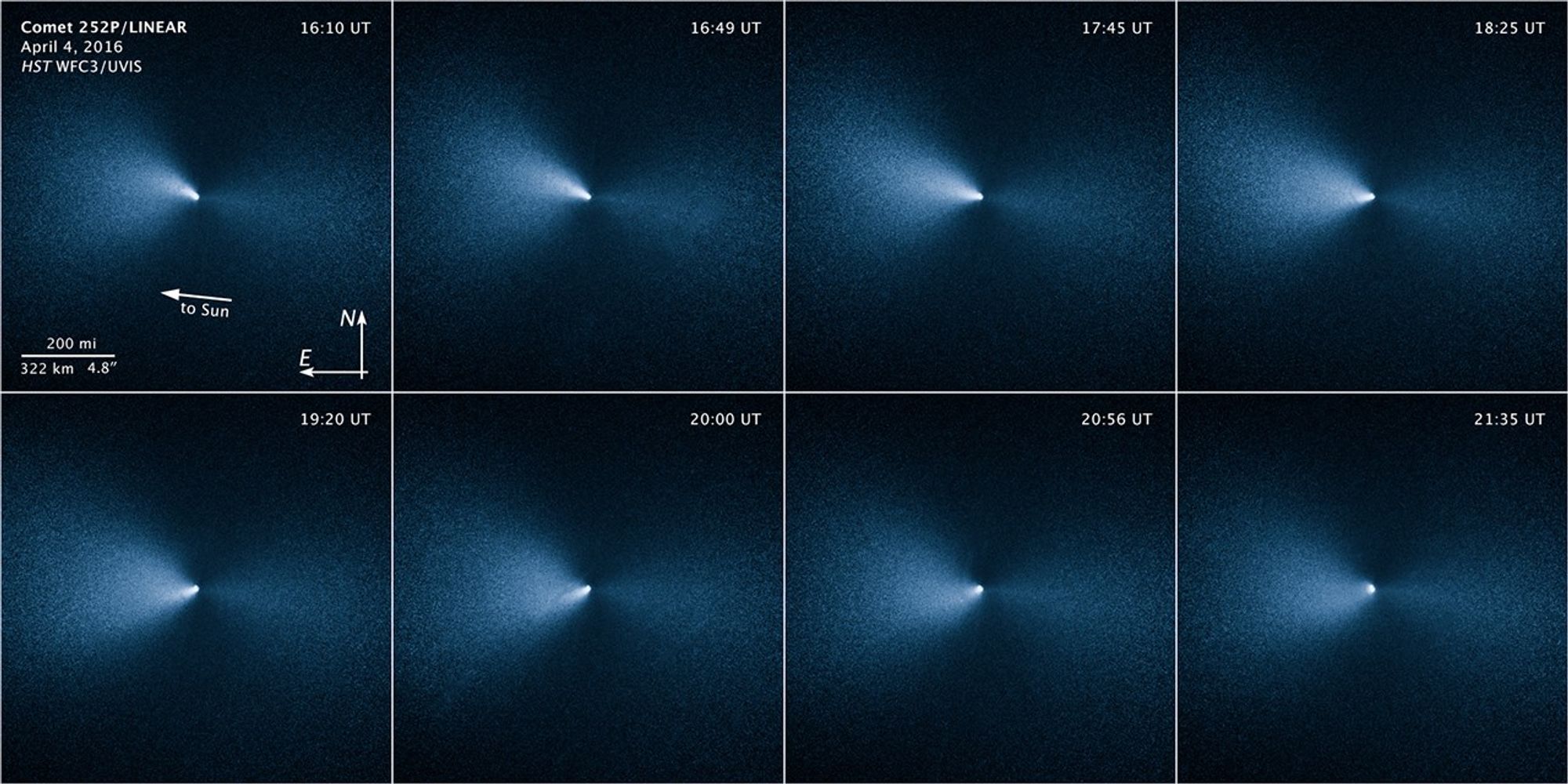 Compass and Scale Image of Comet 252P/LINEAR