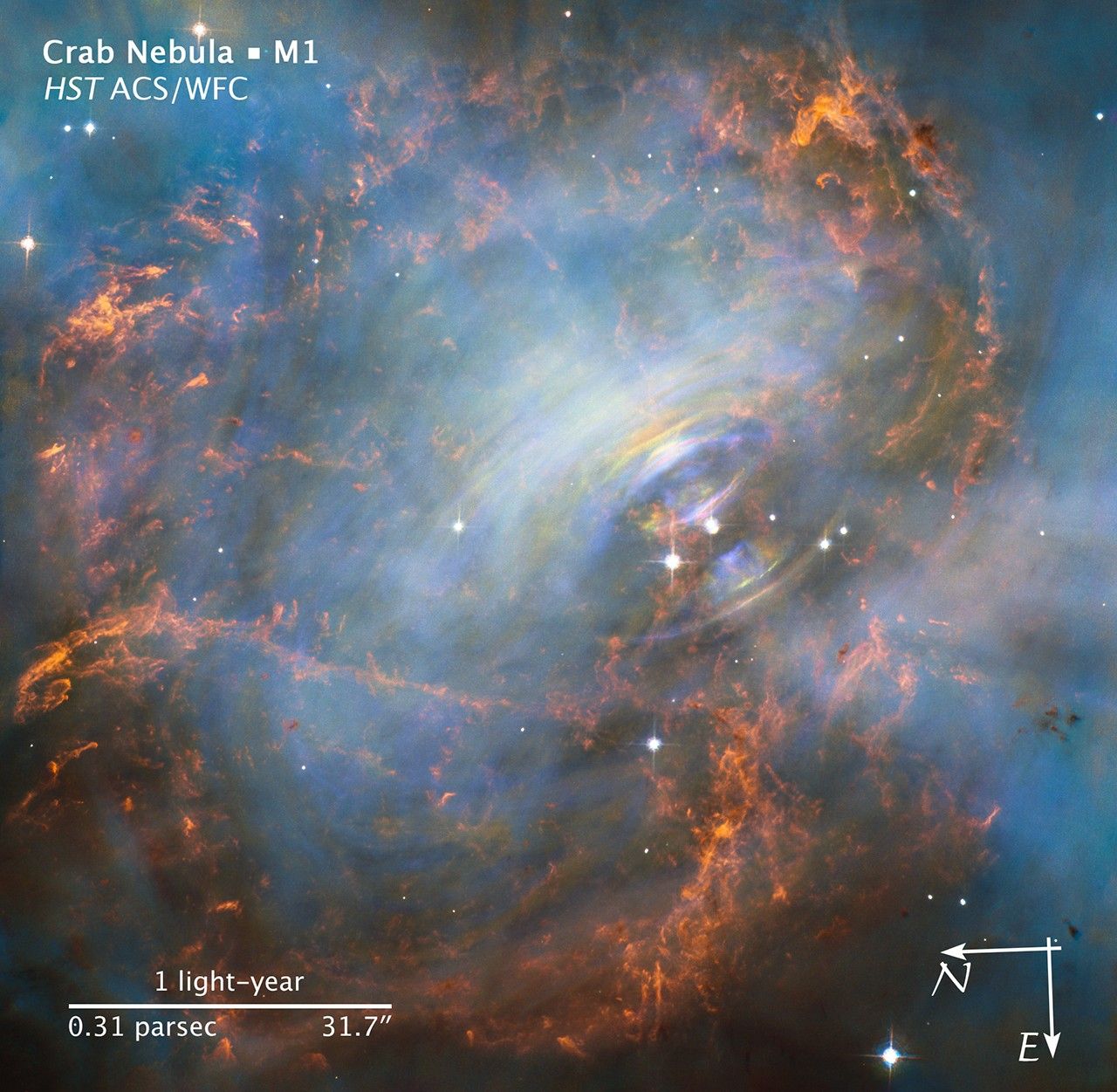 Scale and Compass Image for Crab Nebula