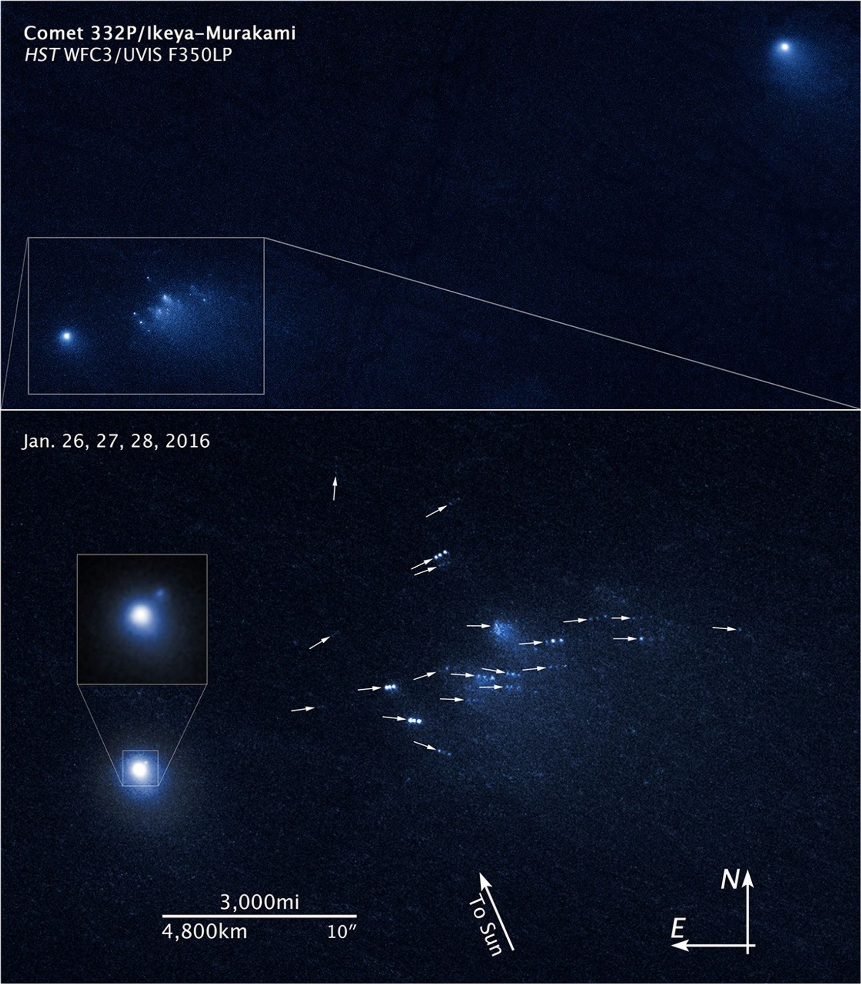 Comet 332P Annotated Compass Image