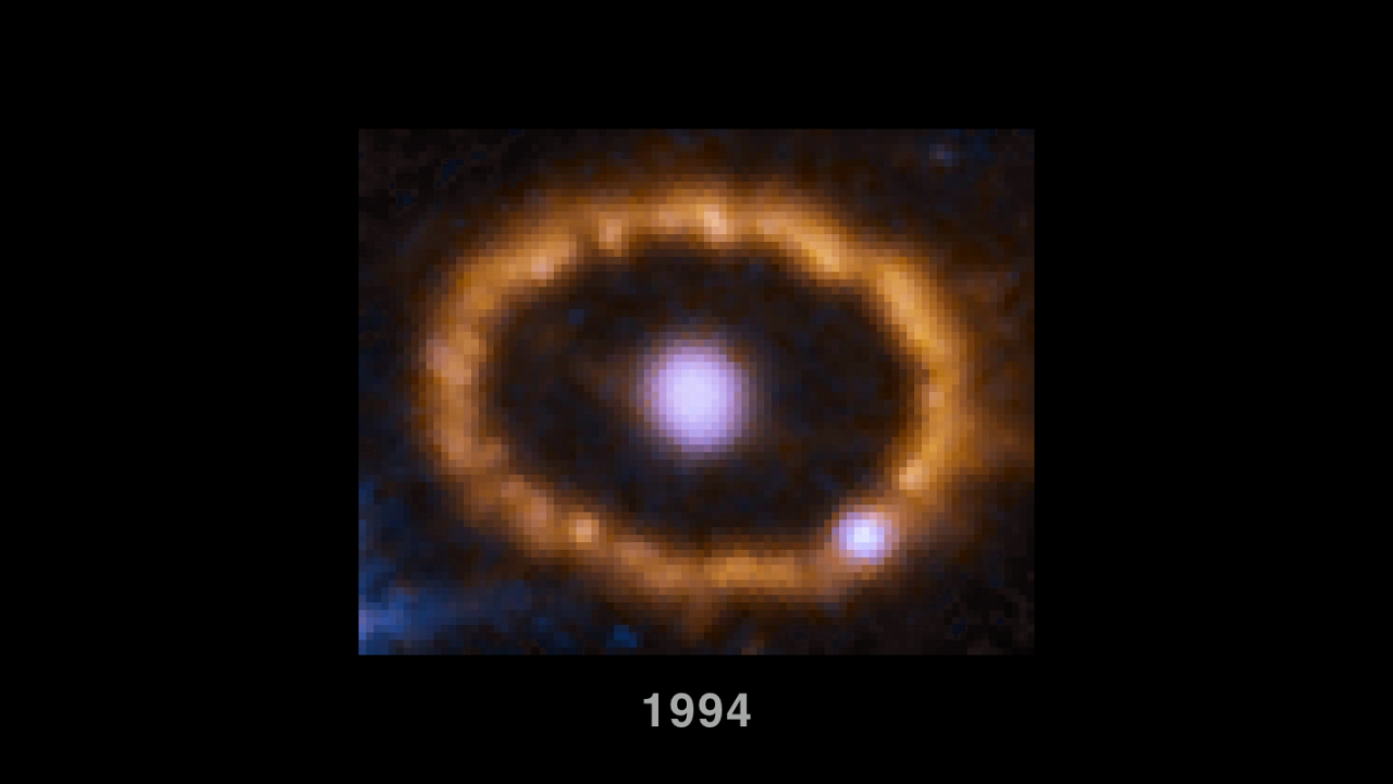 Hubble Chronicles Brightening of Ring around an Exploded Star (Annotated)
