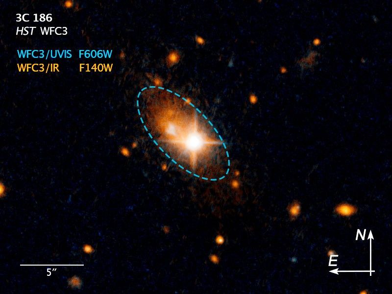 Scale and Compass Image for Quasar 3C 186