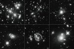Grayscale galaxies against the black background of space in a grid of two by three.