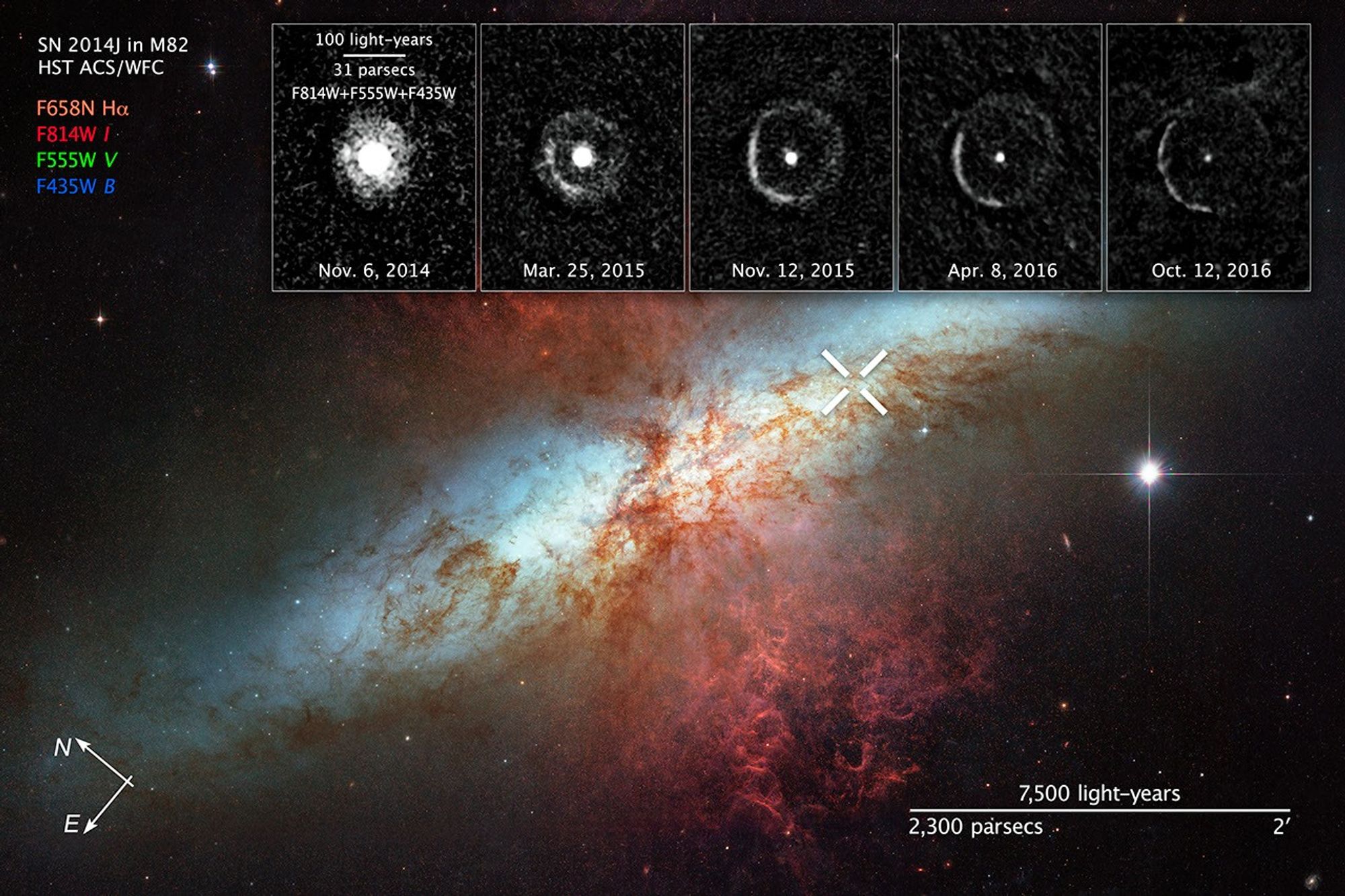Compass Image for SN 2014J in M82