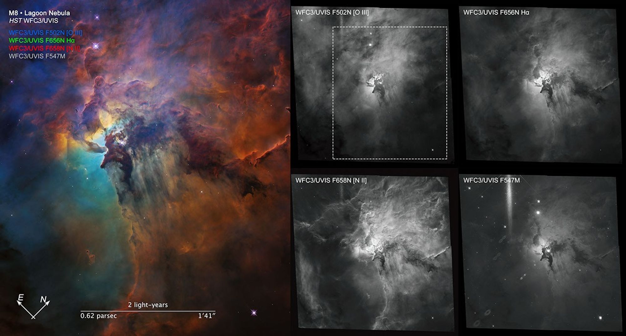 Compass Image for Lagoon Nebula (Visible)