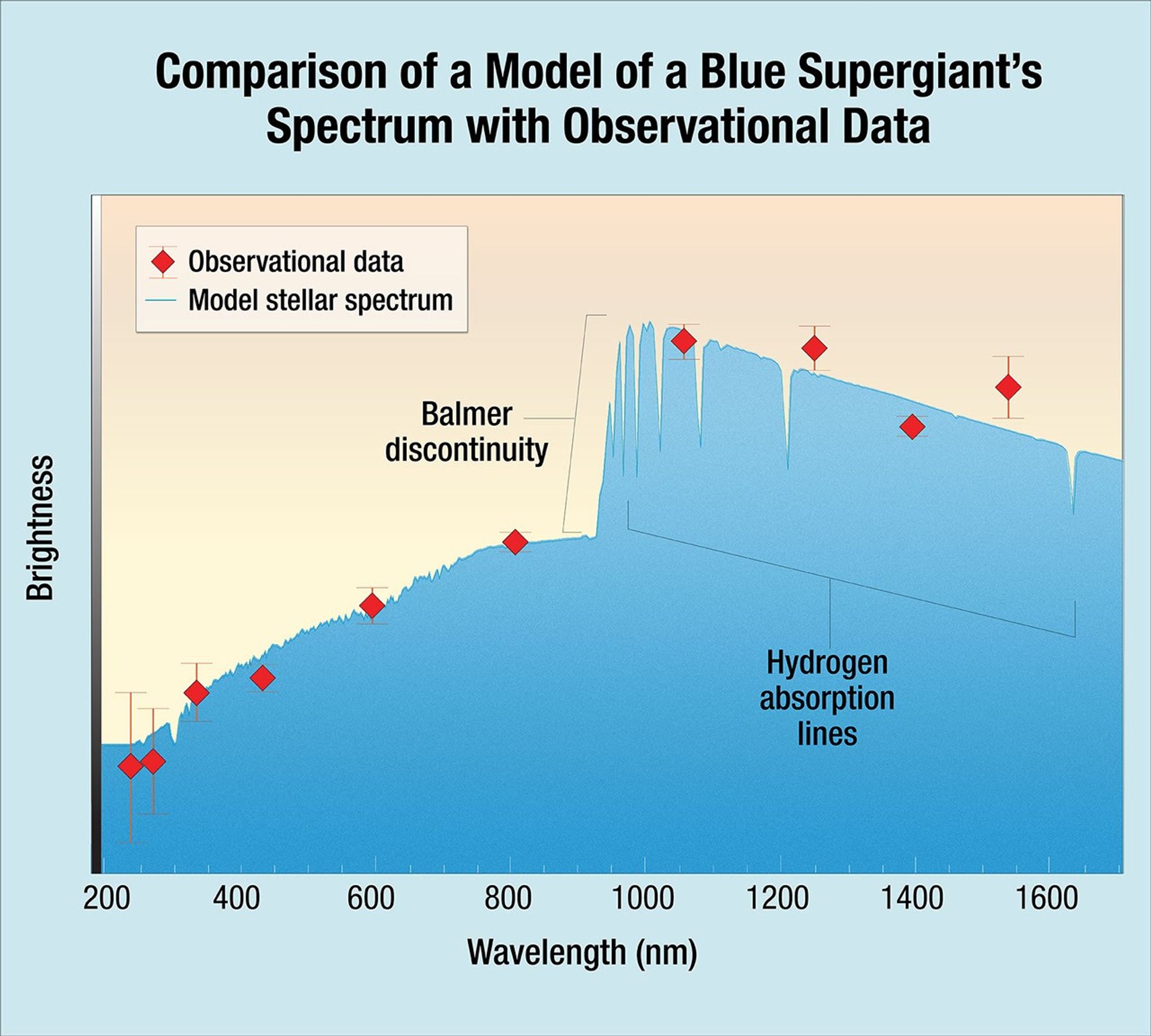 Comparison of a Model of a Blue Supergiant’s Spectrum with Observational Data