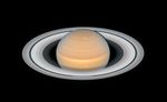 The ringed planet Saturn.