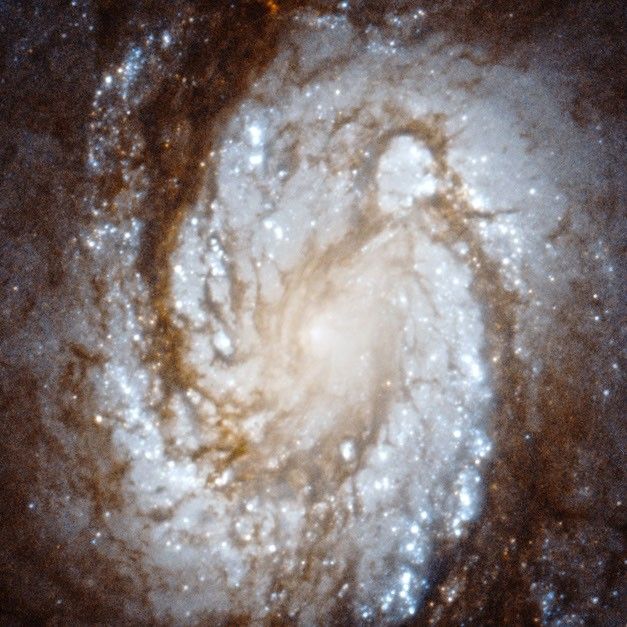 Image by the Hubble Space Telescope’s Wide Field Camera 3 showing the bright central core of spiral galaxy M100.