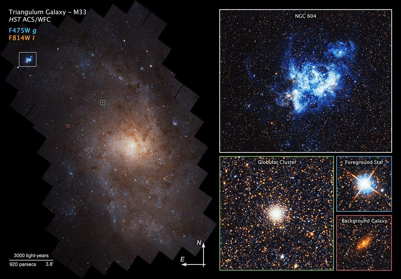 Close-up Views of Triangulum Galaxy, M33