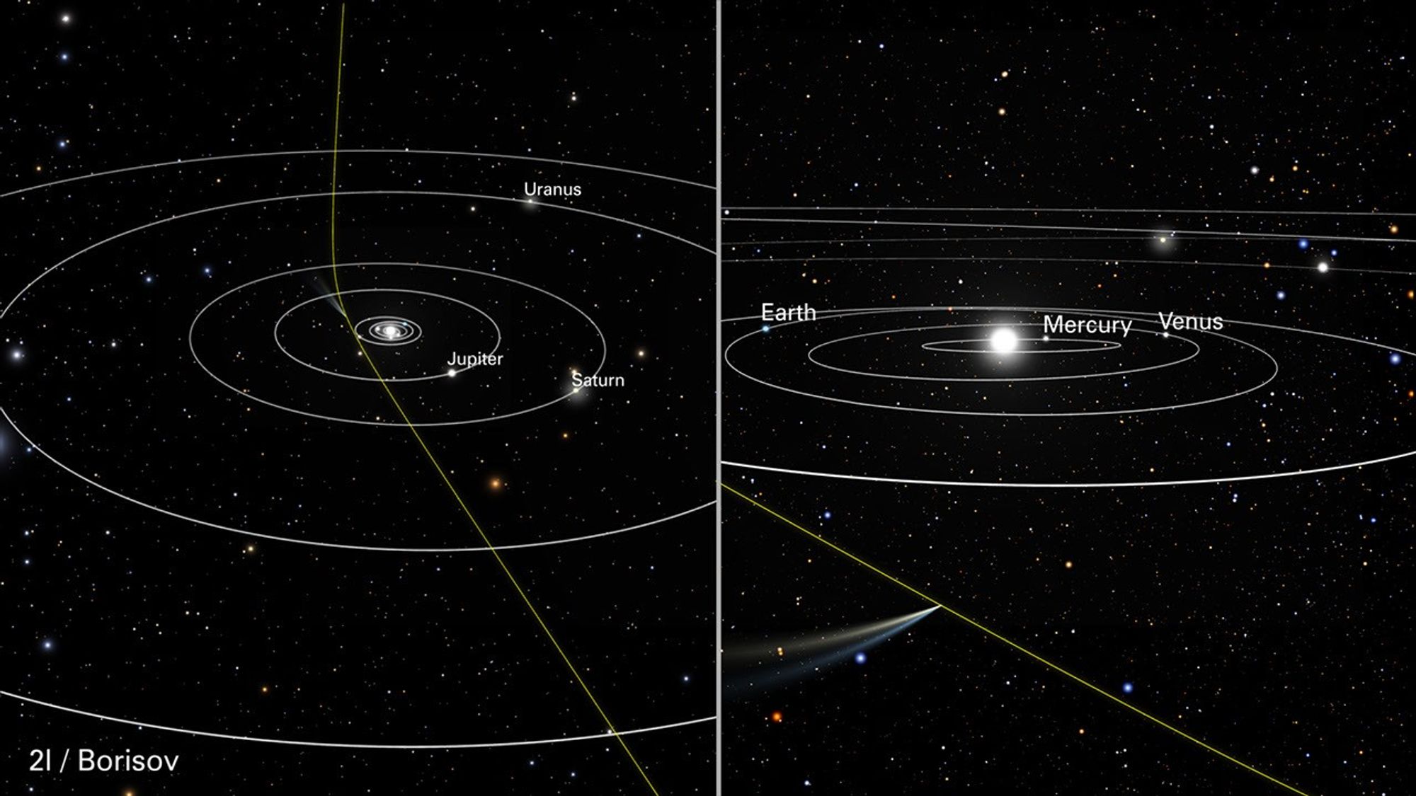 Artist's Illustration of Comet 2I/Borisov's Orbit (Annotated)