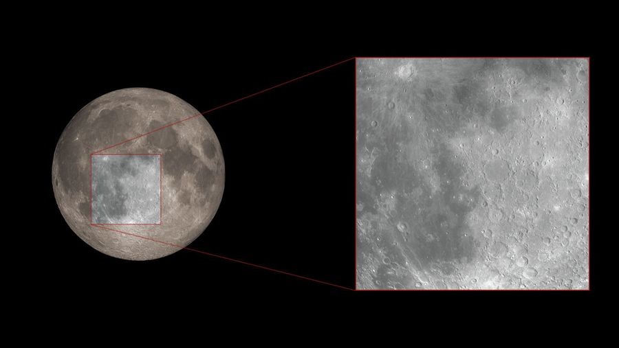 Illustration of Hubble's region of study during the lunar eclipse