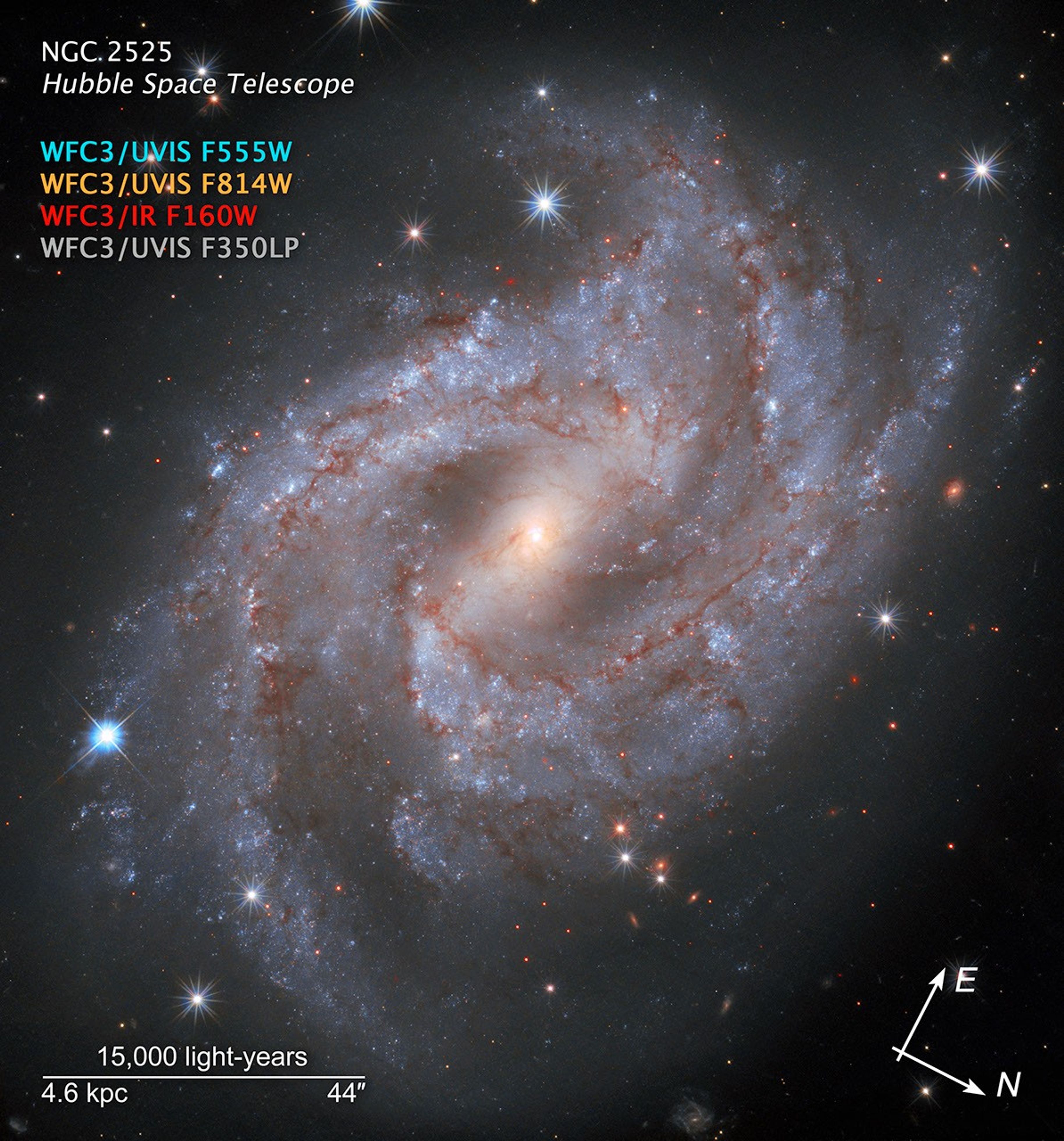 NGC 2525 with compass and scale