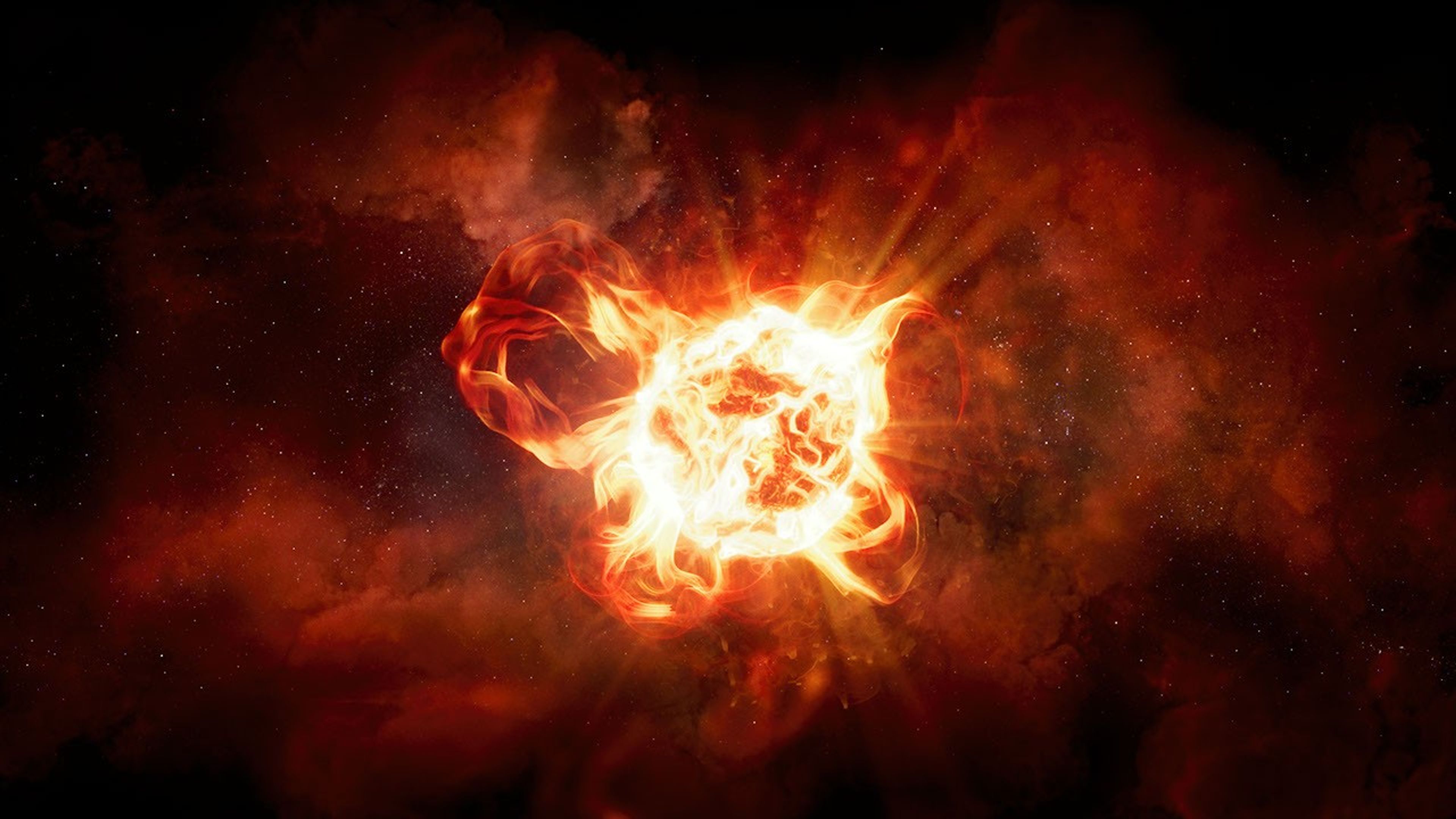 Artist's impression of VY Canis Majoris shows vast convection cells and ejections of arcs, loops, and knots of material