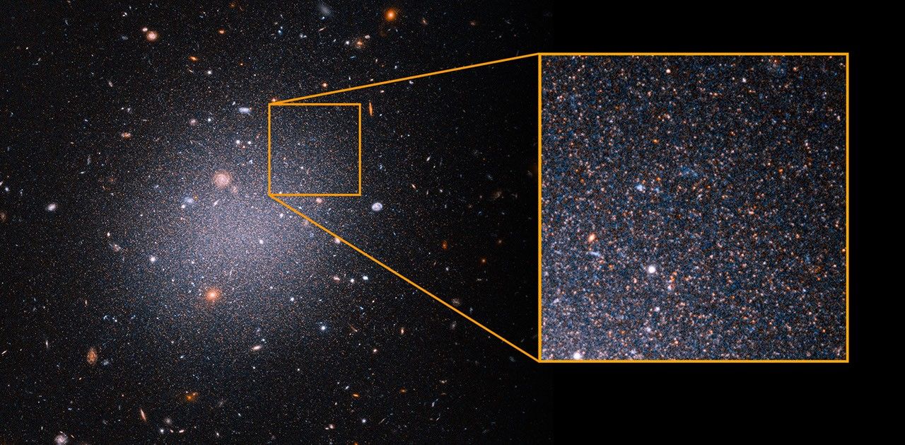 Ultra-diffuse galaxy with pull-out of red giant stars