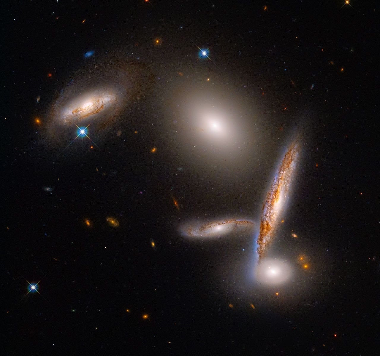 A group of five galaxies.