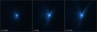 Hubble Views of Dimorphos Ejecta