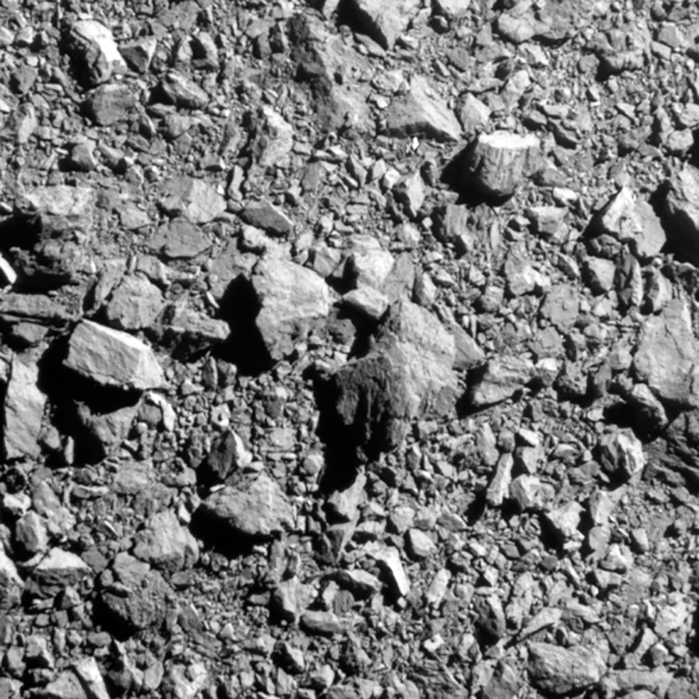 Image of boulders on the surface of asteroid Dimorphos as seen by DART prior to impact.