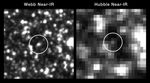 A horizontal, two-panel image of a pixelated star field.