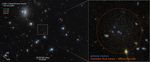 Image labeled u201cCDG 2 near Perseus Cluster, HST ACS WFCu201d. At left is a field of space with an area outlined. At right is a blowup of the outlined area with four globular clusters circled.