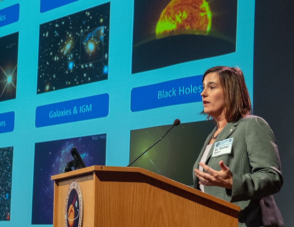 Rachel Osten speaks from the NASA podium.