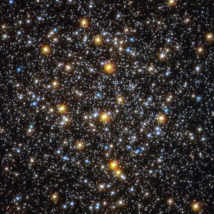 Sprinkling of white stars with dazzling reds and blues