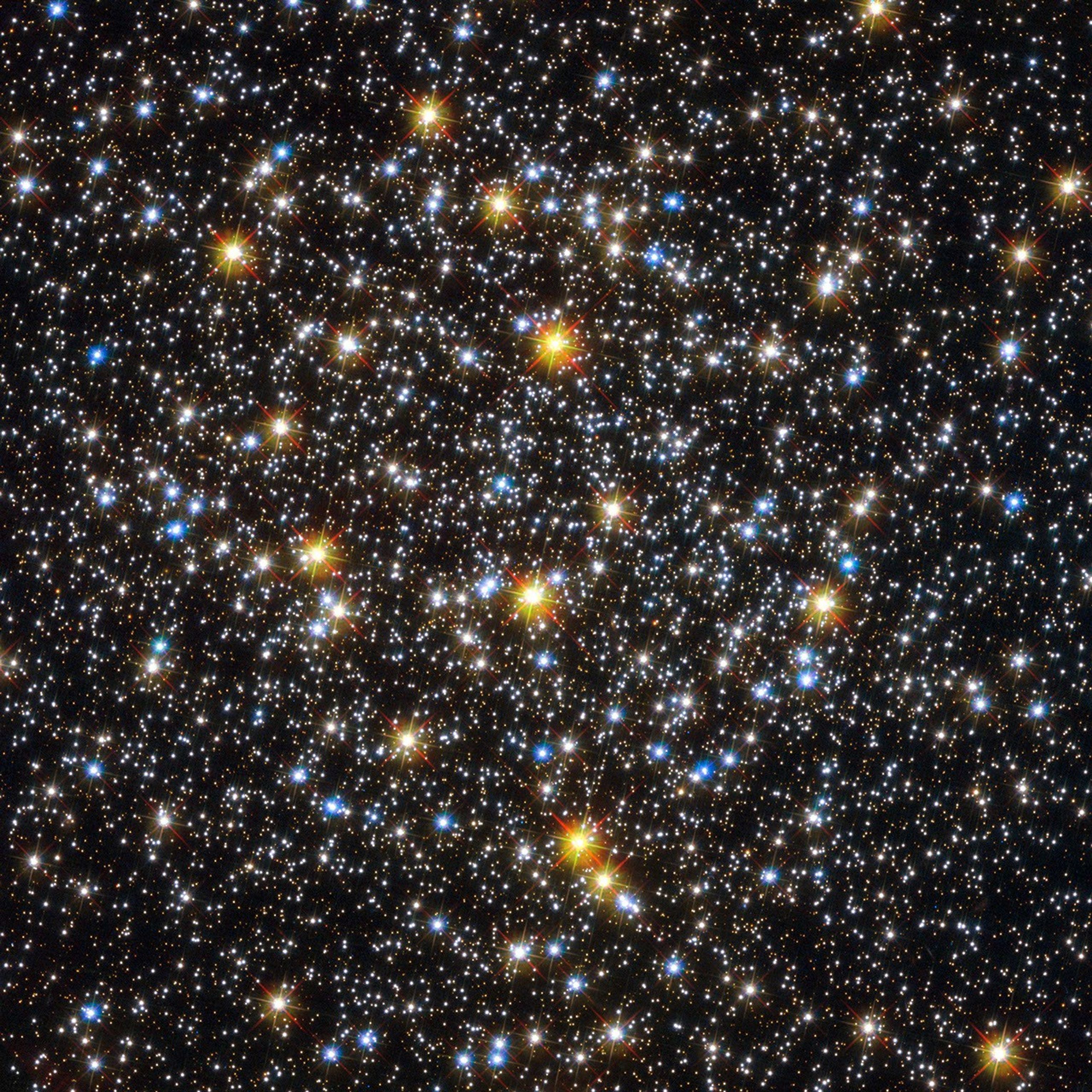 Sprinkling of white stars with dazzling reds and blues