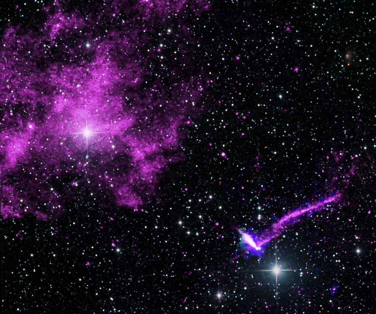 Lighthouse pulsar magnetic field revealed in a composite X-ray, radio and optical image