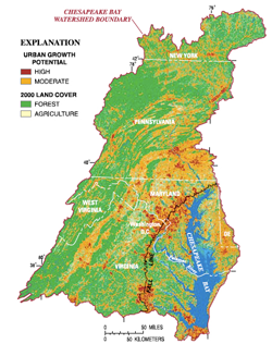 Potential urban growth in the Chesapeake watershed