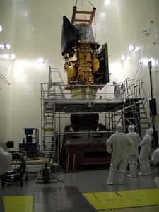Orbital Sciences Corporation recently completed Electromagnetic Interference/Capability (EMI/EMC) testing and structural dynamics testing of the Landsat Data Continuity Mission (LDCM) satellite. Pictured above, engineers at Orbital’s Satellite Manufacturing Facility in Gilbert, Ariz. place the satellite on the vibration table to perform the side-to-side X-axis vibration test to ensure the spacecraft can survive its rocket ride into space. The satellite is currently being prepared to enter thermal vacuum testing during which the satellite will be operated in a chamber that simulates the vacuum and temperature extremes of space. Thermal vacuum testing will take approximately one month to complete. The LDCM satellite is scheduled to be shipped to the launch site at Vandenberg Air Force Base in California in December. Once launched in early 2013, it will be known as Landsat 8 and will continue the rich legacy of previous Landsat satellites that have collected images of the Earth’s global land surface to benefit society in numerous ways including: agriculture and forest monitoring, water resource management, and land use change assessment.