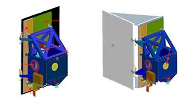 Graphic showing the TIRS Earth Shield stowed and deployed