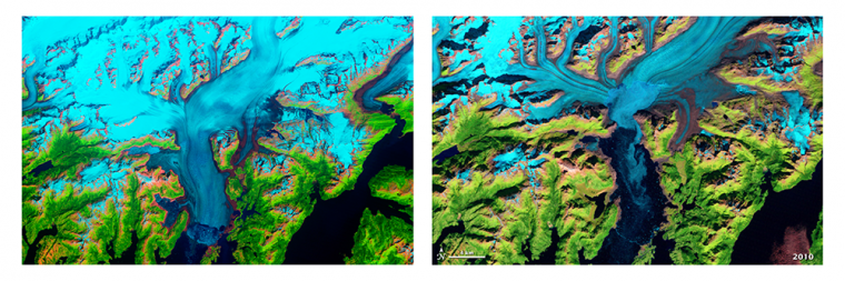 Landsat images of Columbia Glacier in Alaska