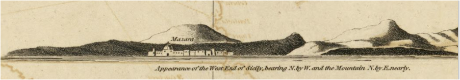 An oblique perspective of Mazara in western Sicily.