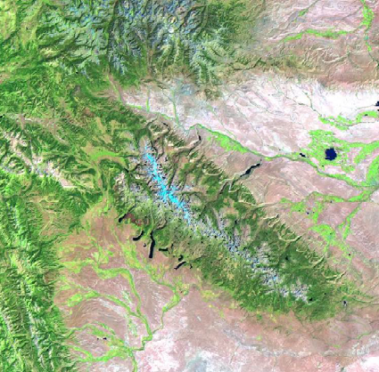 Landsat image of the Upper Green River Basin.
