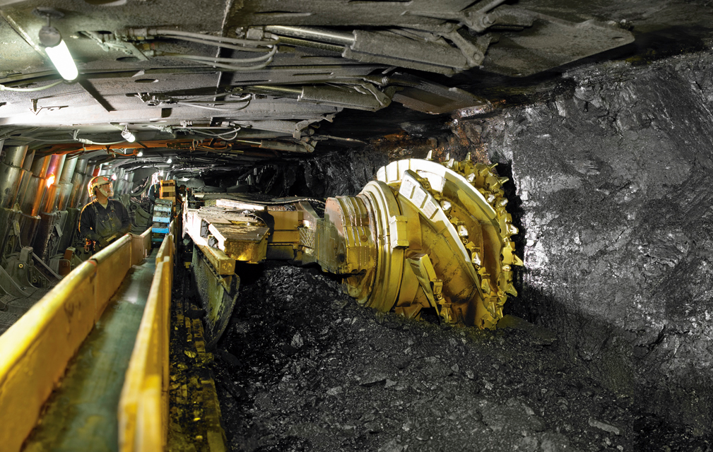 Longwall mining machinery in a Colorado coal mine