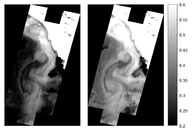 banding comparison before and after stray light correction