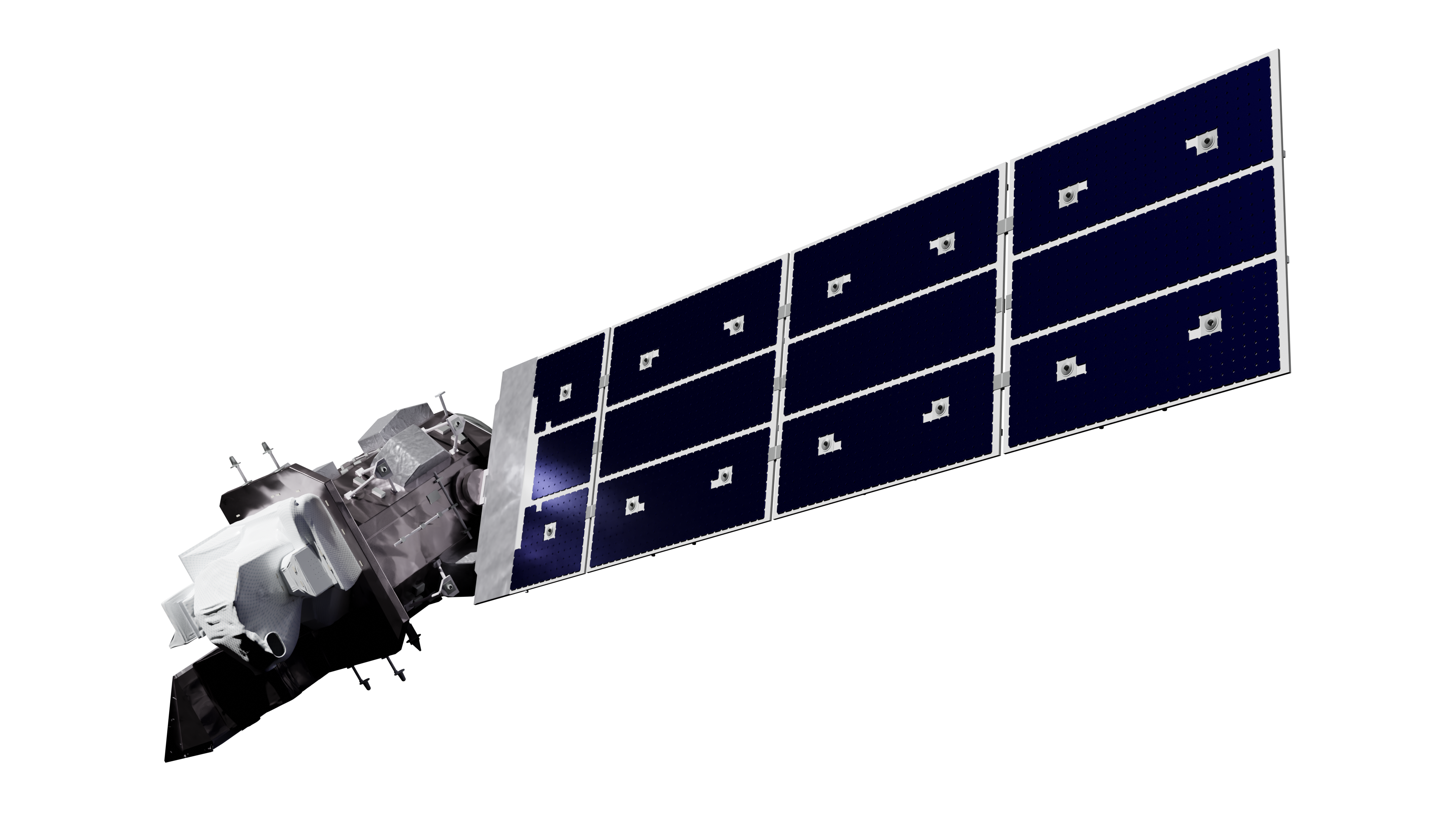 A side profile of the Landsat 9 satellite.