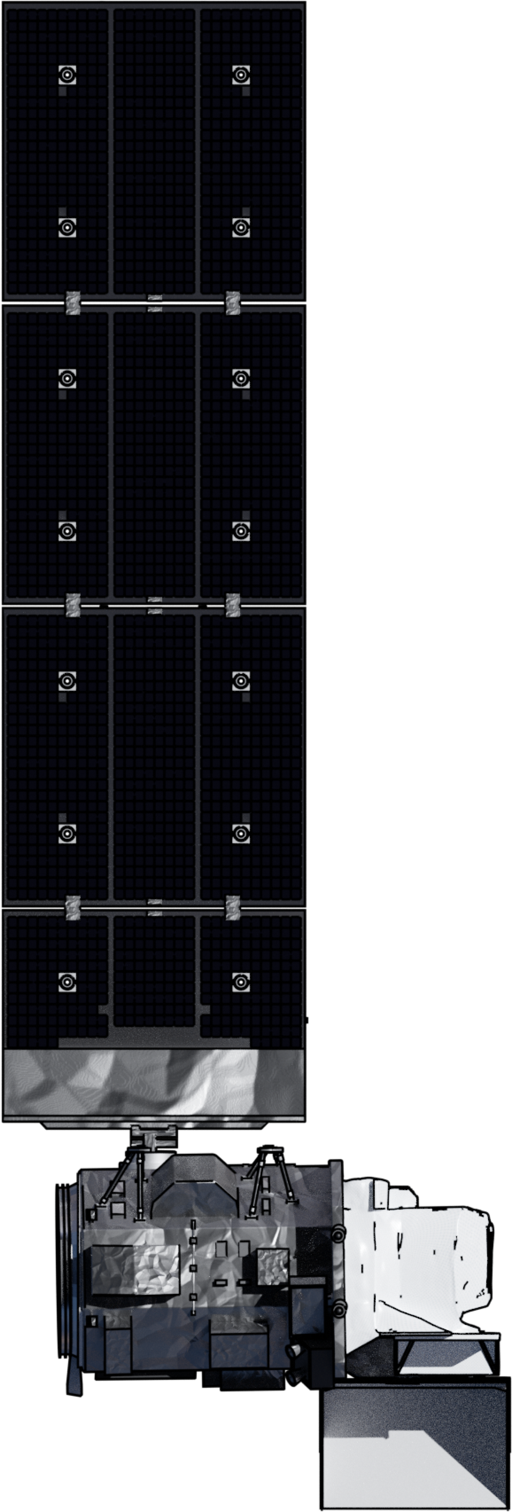 Landsat 9 in an Orthographic top view.