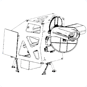 Technical line drawing of the Operational Land Imager (OLI) instrument showing its structural framework, optical components, and mounting system.
