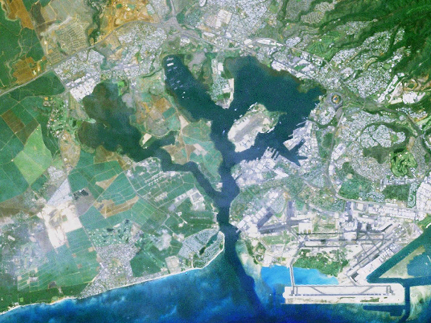A natural-color image of Pu’Uloa acquired in 1992.