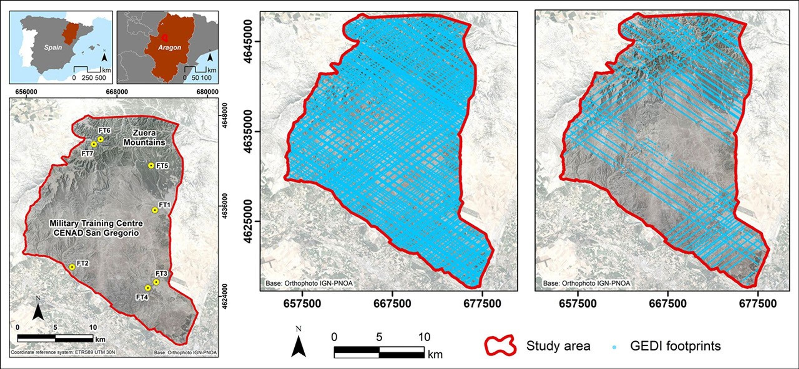 Graphics showing study area and GEDI data for the Hoffren et al., 2023 publication.