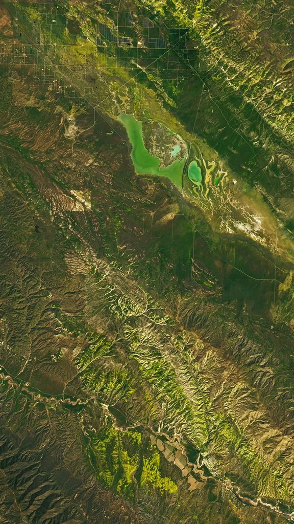 Natural-color Landsat 9 image of wildflowers in California's Carrizo Plain National Monument acquired on April 6, 2023.