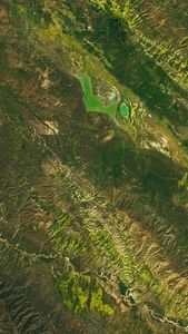 Natural-color Landsat 9 image of wildflowers in California's Carrizo Plain National Monument acquired on April 6, 2023.