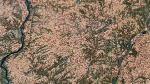 A natural-color Landsat 9 satellite image of Peoria, Illinois. This image was acquired on October 22, 2022.